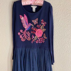 Monsoon Sz 7-8 blue dress w/sequin embroidery